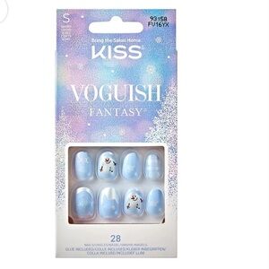 KISS Voguish Fantasy Blue Snowman Nails- NEW